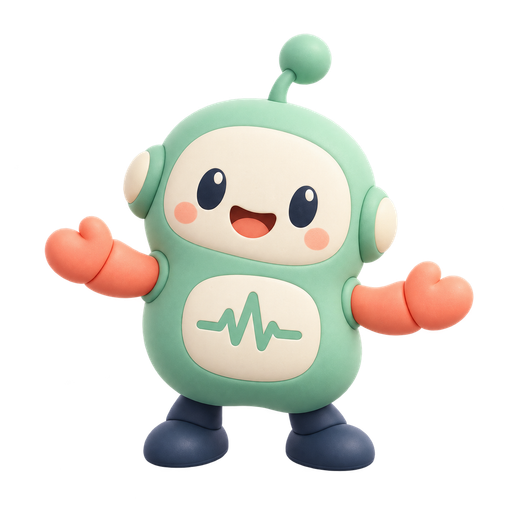 丸いミント色の応援ロボット